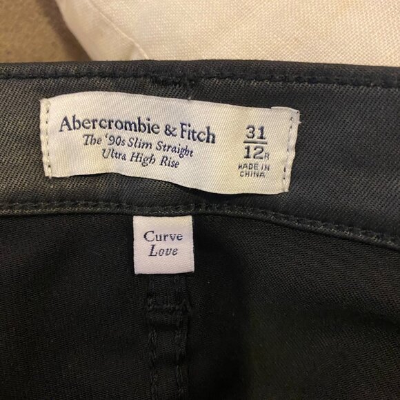 Abercrombie & Fitch 90's Slim Straight Ultra High Rise Curve Love Leather Pants - Picture 4 of 4